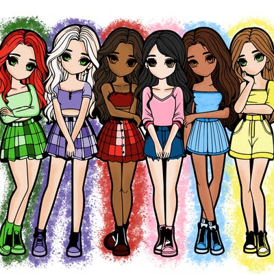 a group of girls realistic