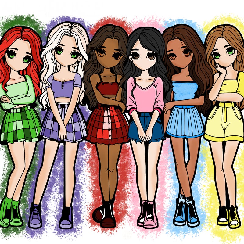 a group of girls realistic