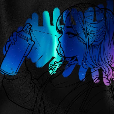 a realistic girl spray, painting