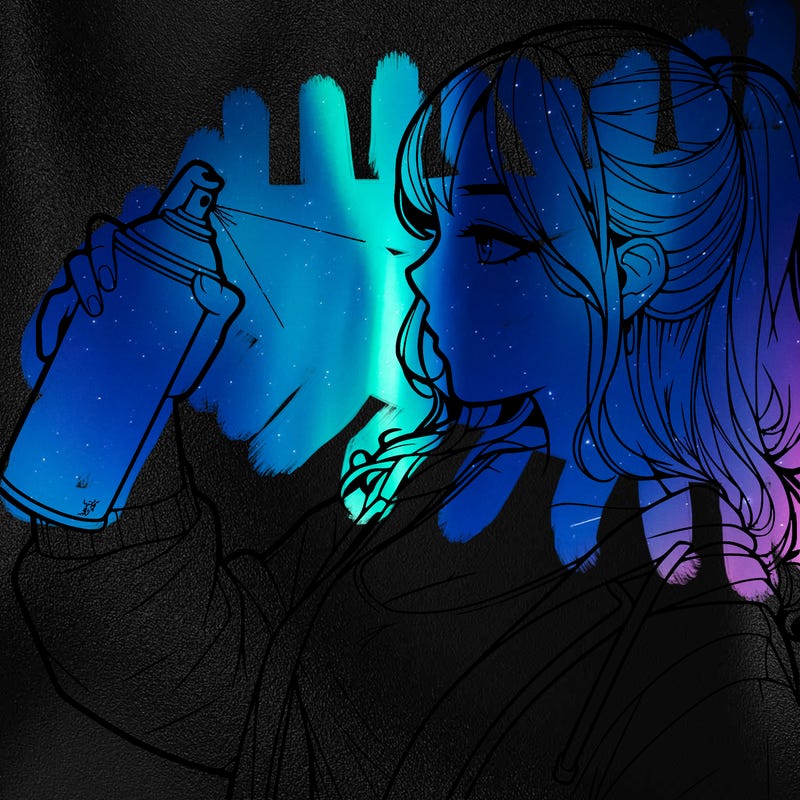 a realistic girl spray, painting