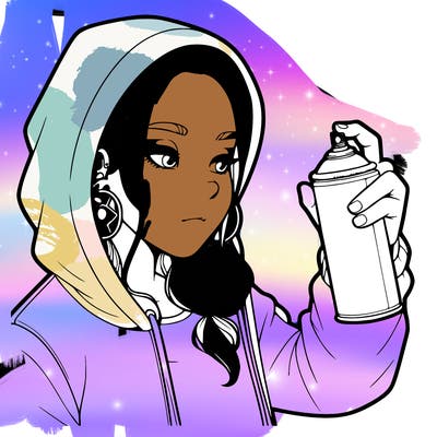 a realistic girl, spray painting