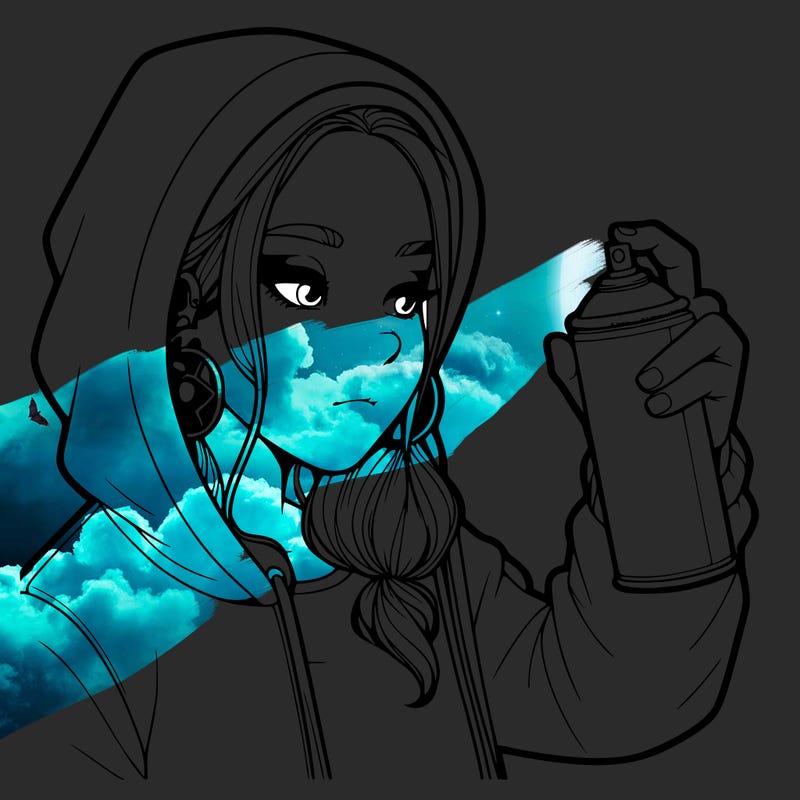 a realistic girl, spray painting