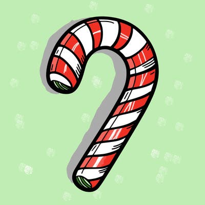 a candy cane with stripes.