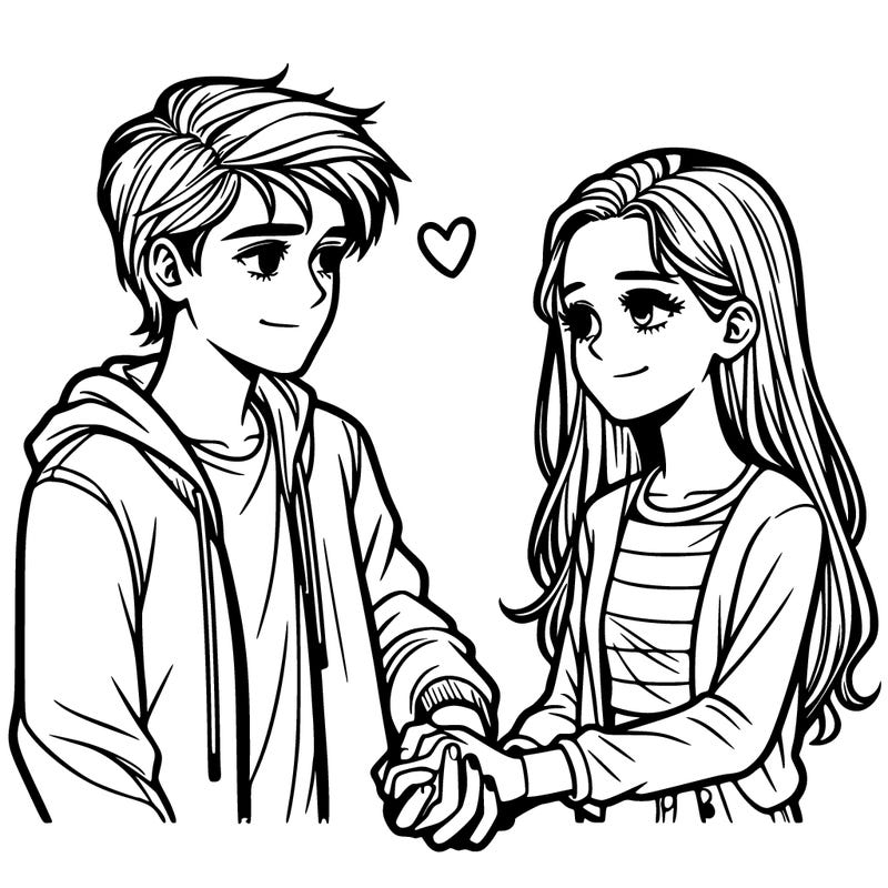 realistic teen couple holding hands