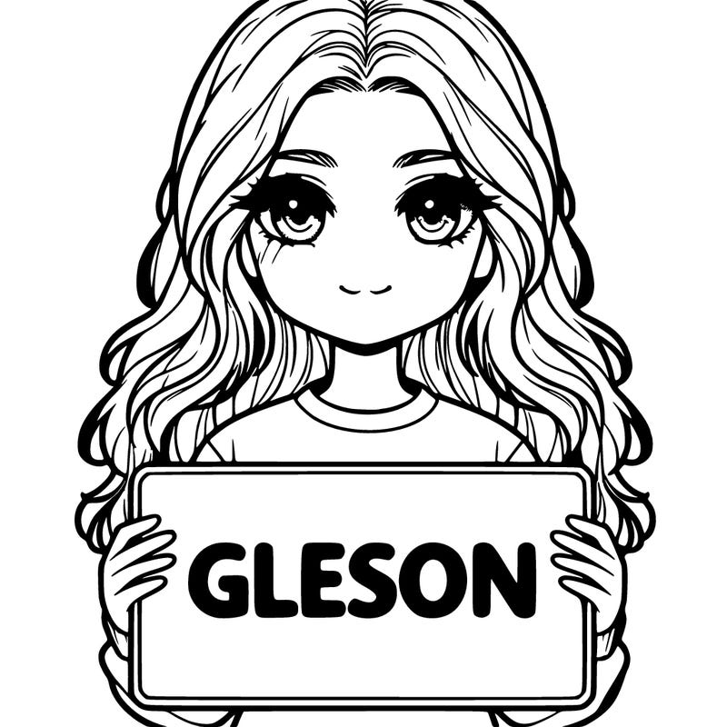 a realistic girl holding a sign that says gleason