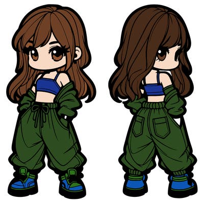 girl in crop top and baggy pants