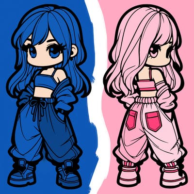 girl in crop top and baggy pants