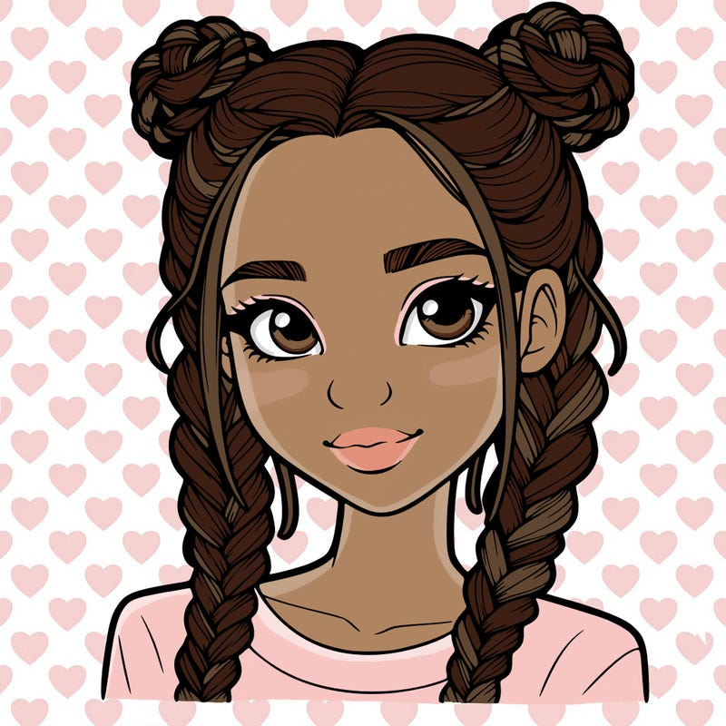 realistic girl with braids