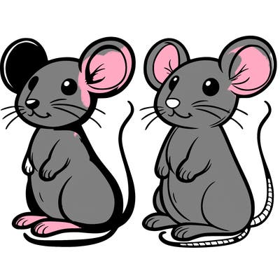 clean coloring book page of a mouse, black and white