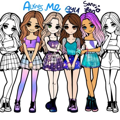 a group of girls realistic