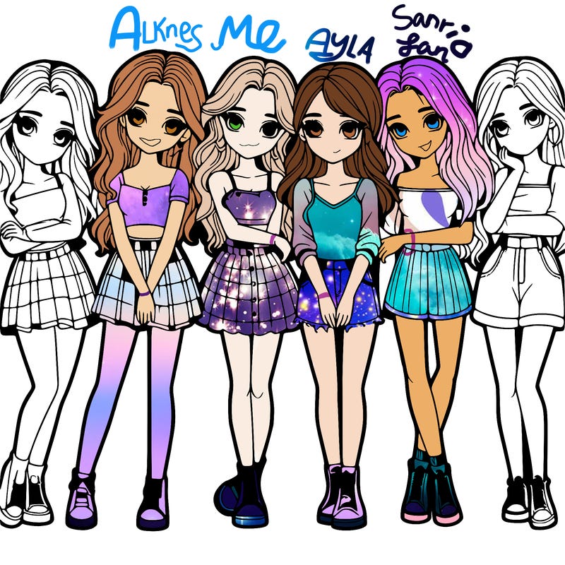 a group of girls realistic