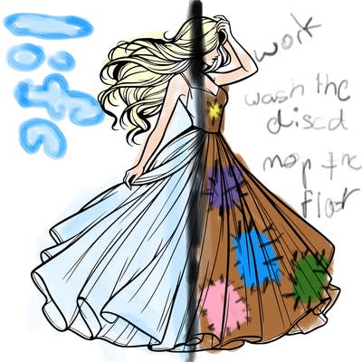 realistic woman with dress flowing in the wind