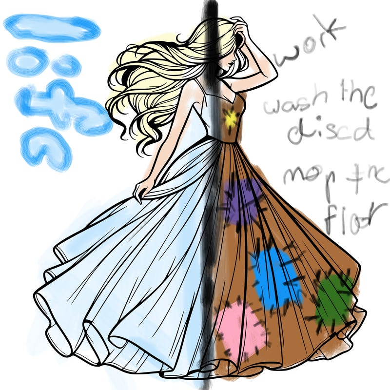 realistic woman with dress flowing in the wind