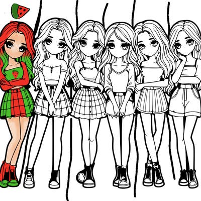 a group of girls realistic