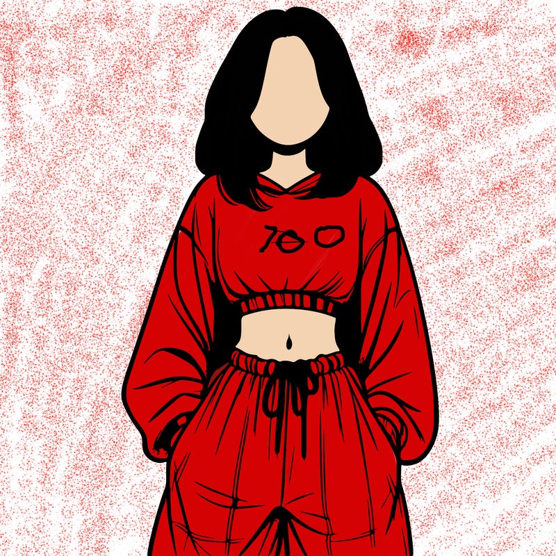 realistic girl faceless with baggy pants and a crop top