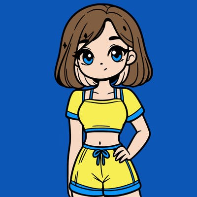 a cute teenage girl wearing a crop top and shorts