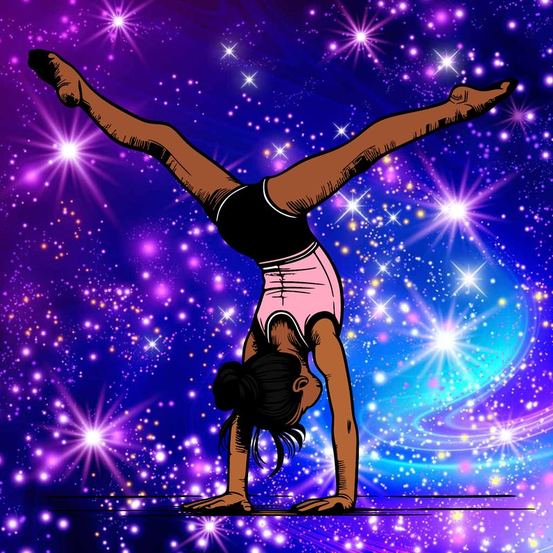 realistic gymnastic hand stand girl in four splits