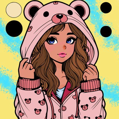 realistic girl in a animal pjs hoodie