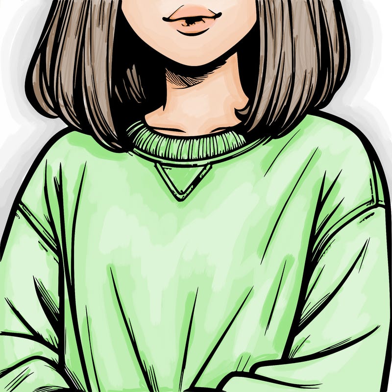 close up of realistic girl wearing sweatshirt