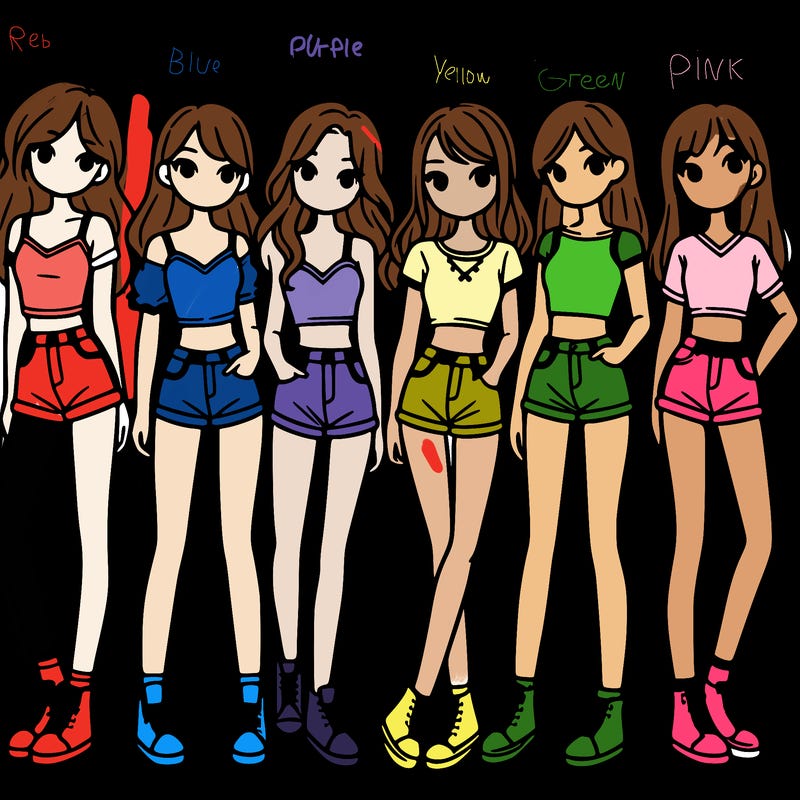 a group of girls wearing crop tops and shorts