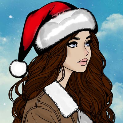 realistic girl in santa hat
