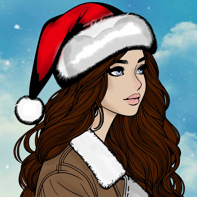 realistic girl in santa hat