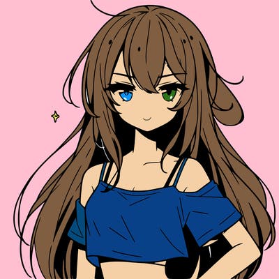 a cool anime girl with a crop top with long hair