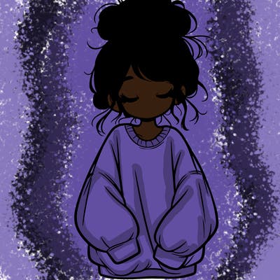 girl with baggy sweatshirt and messy bun