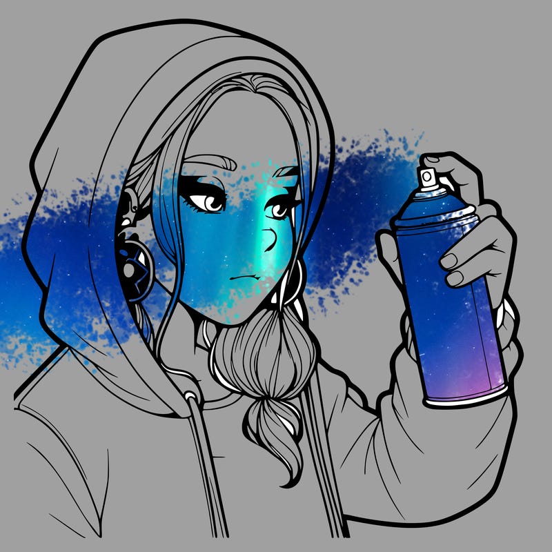 a realistic girl, spray painting