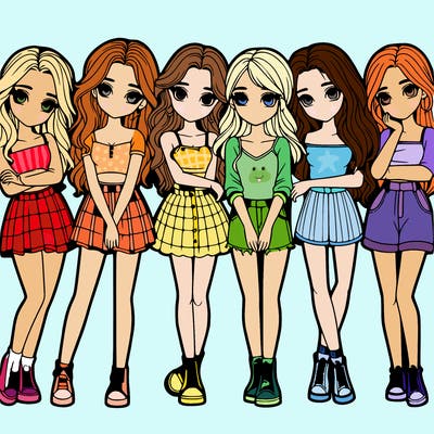 a group of girls realistic