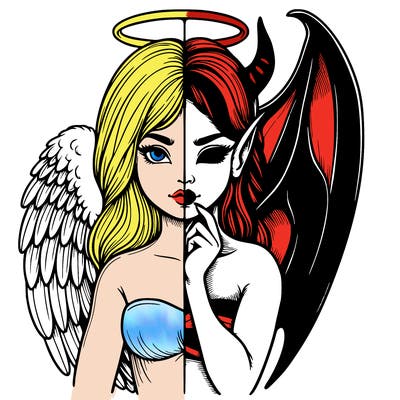 realistic angel half demon