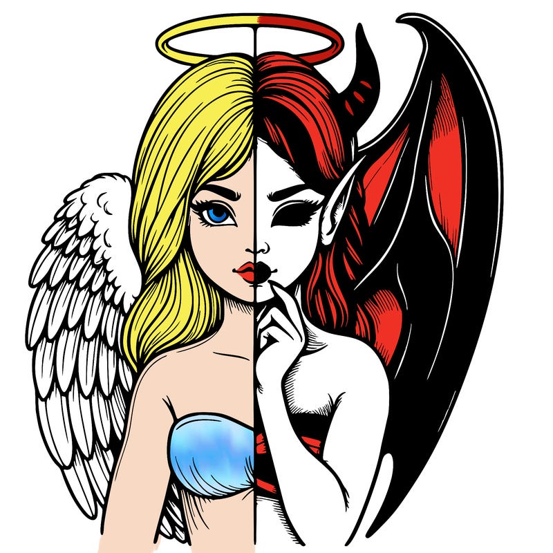 realistic angel half demon