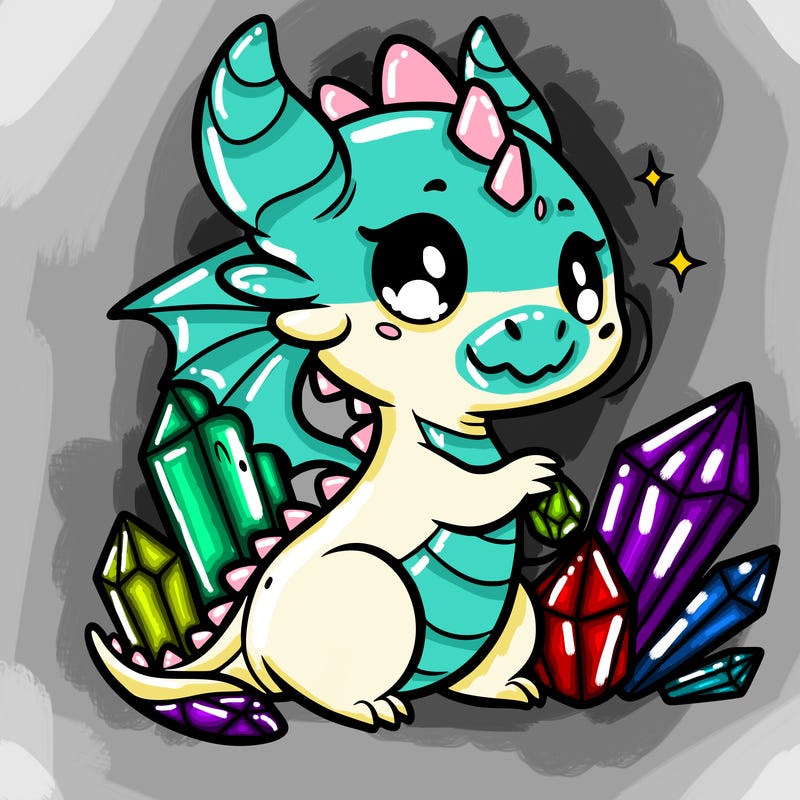 cute dragon with crystals