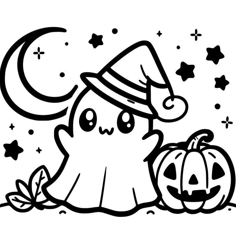 cute ghost with a pumpkin