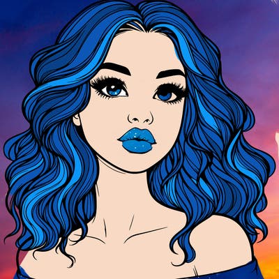 realistic girl with wavy hair and lips
