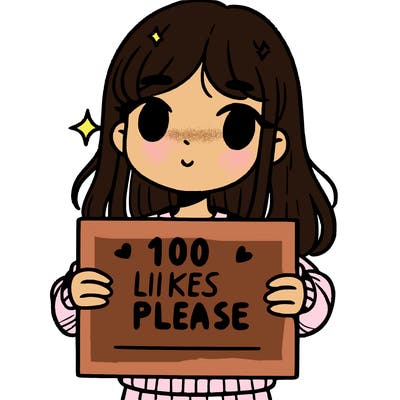 a girl holding up a sign saying 100 likes please