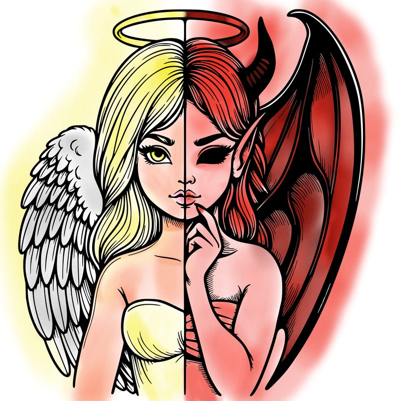 realistic angel half demon