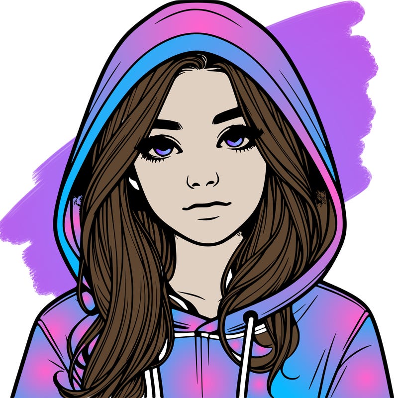 realistic girl with a hoodie