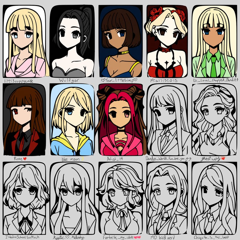 girls that look diffrent anime