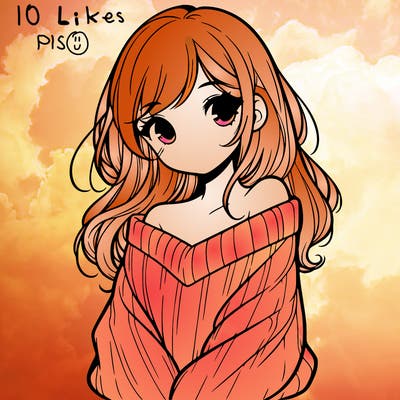 shy pretty girl wearing a sweater that is falling off one shoulder portrait