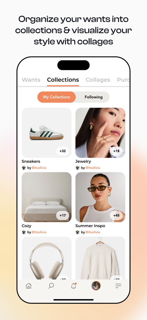 Locker app screen showing organized shopping collections for sneakers jewelry and lifestyle inspiration