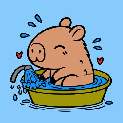 capybara taking a bath