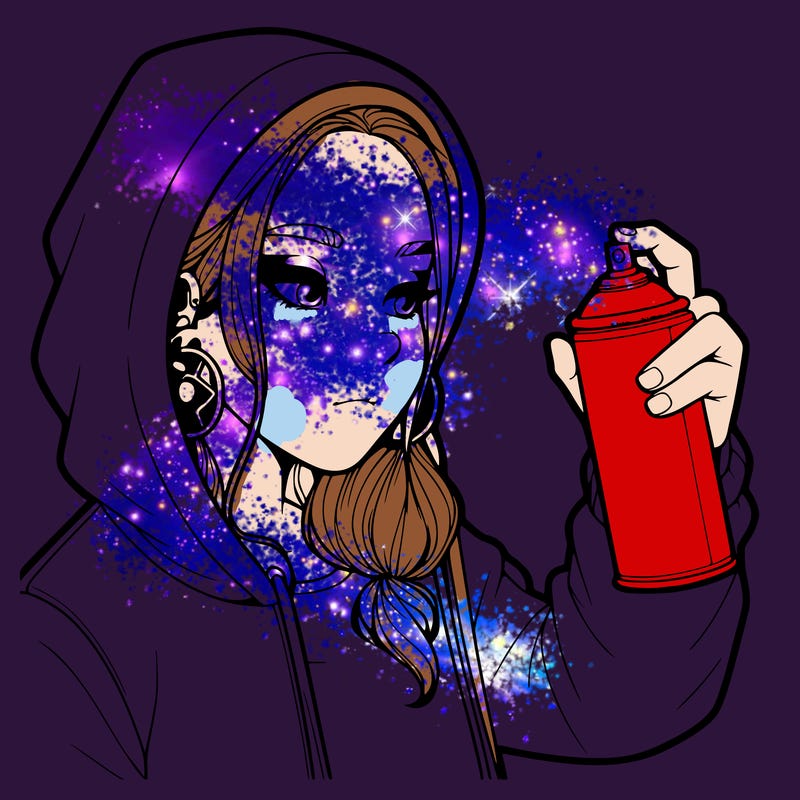 a realistic girl, spray painting