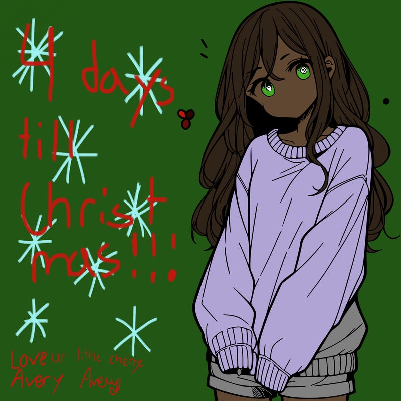 manga teen girl  in a sweater and baggy pants