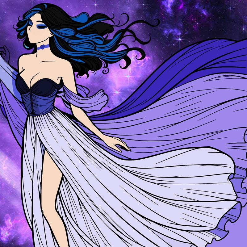 realistic woman in dress flowing the the wind