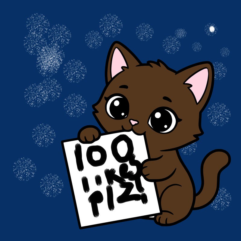 a small cat with a blank sheet of paper in its hand. the cat is sooooooo cute!