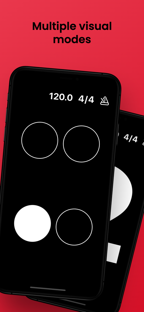 Vetro: Visual Metronome - Vetro app interface displaying multiple visual metronome modes on an iPhone screen