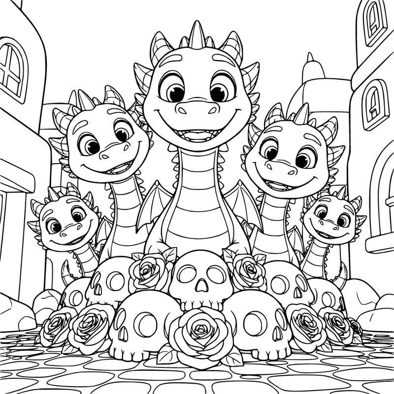 skulls and dragons and roses