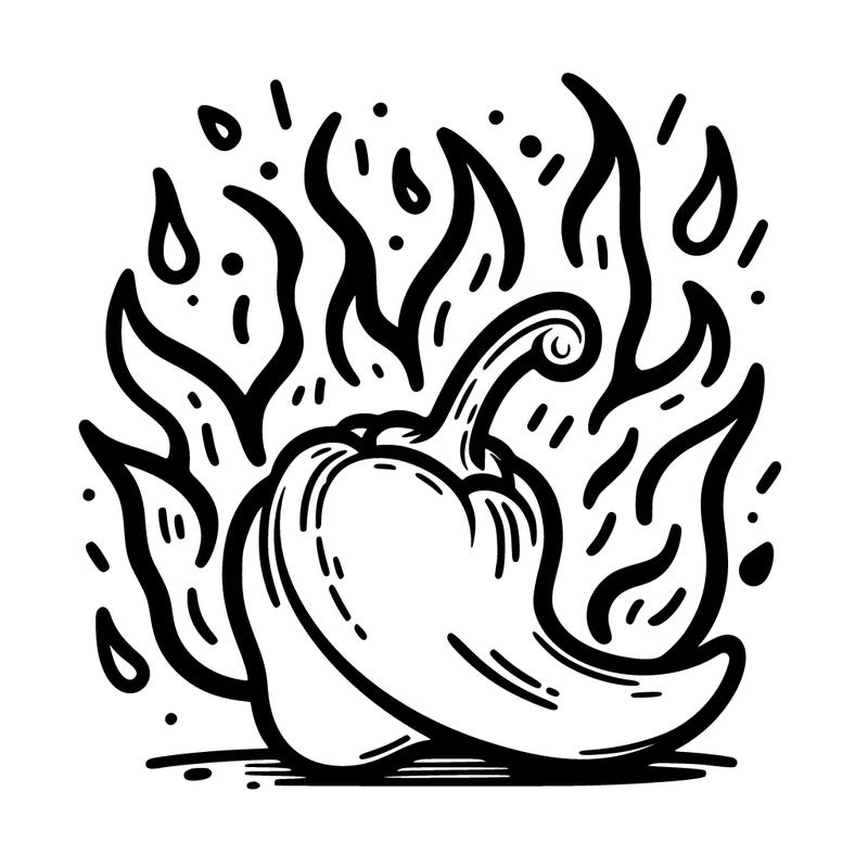 pepper with flames