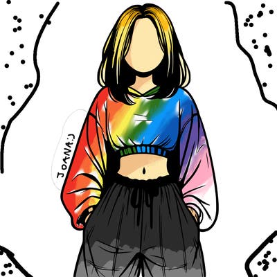 realistic girl faceless with baggy pants and a crop top